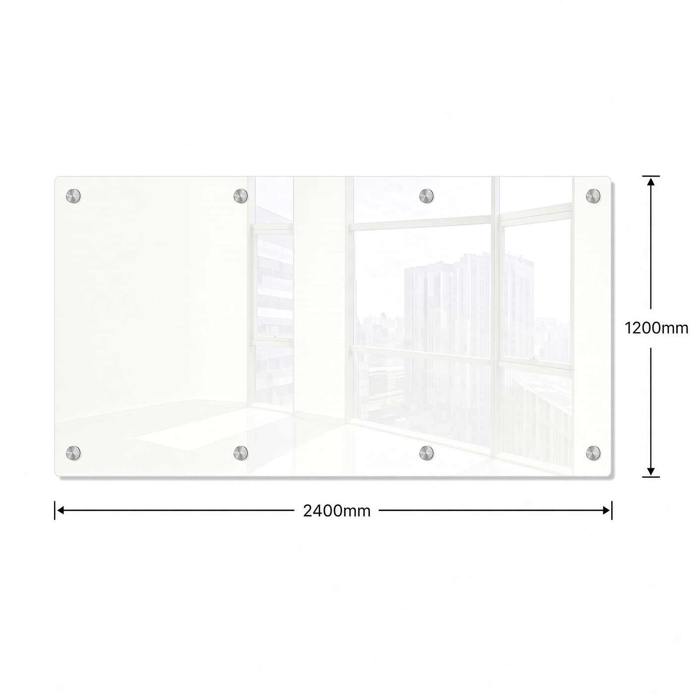 8 feet x 4 feet tempered glass whiteboard