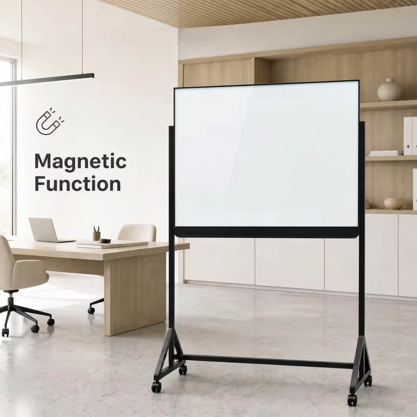 Magnetic Mobile Glass Magnetic Whiteboard in Office